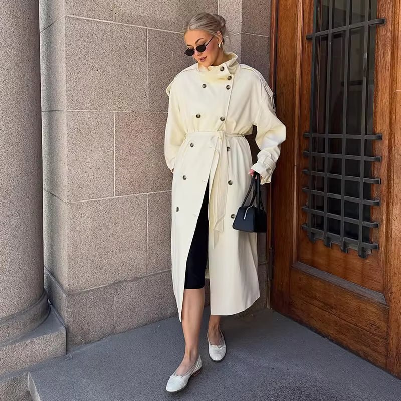 Lucy lång trenchcoat med bälte