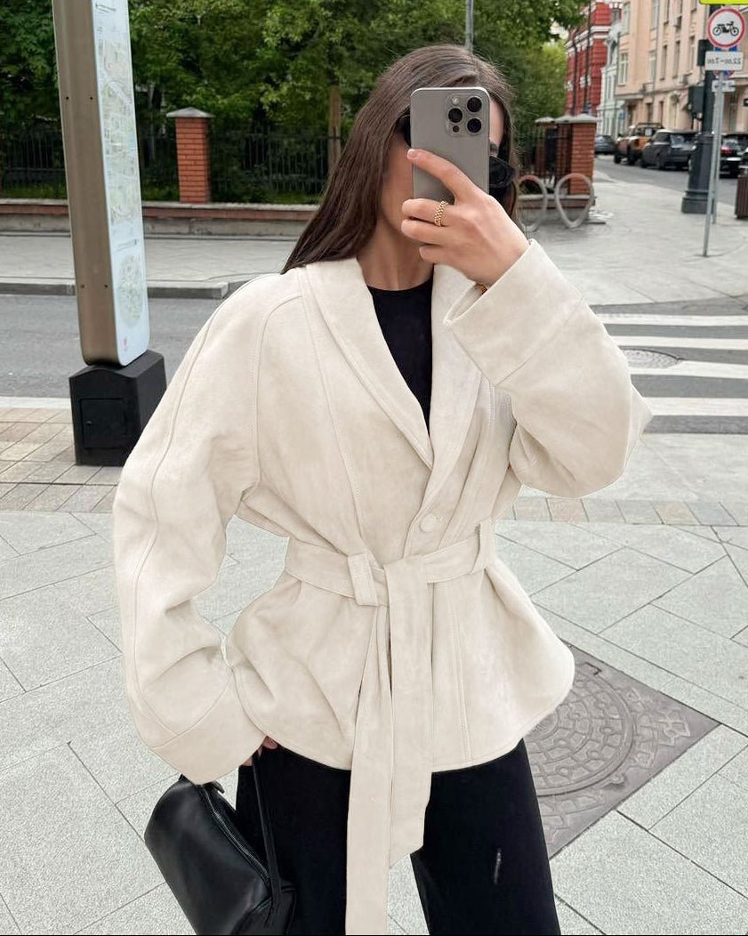 Annie trenchcoat i mocka med bälte