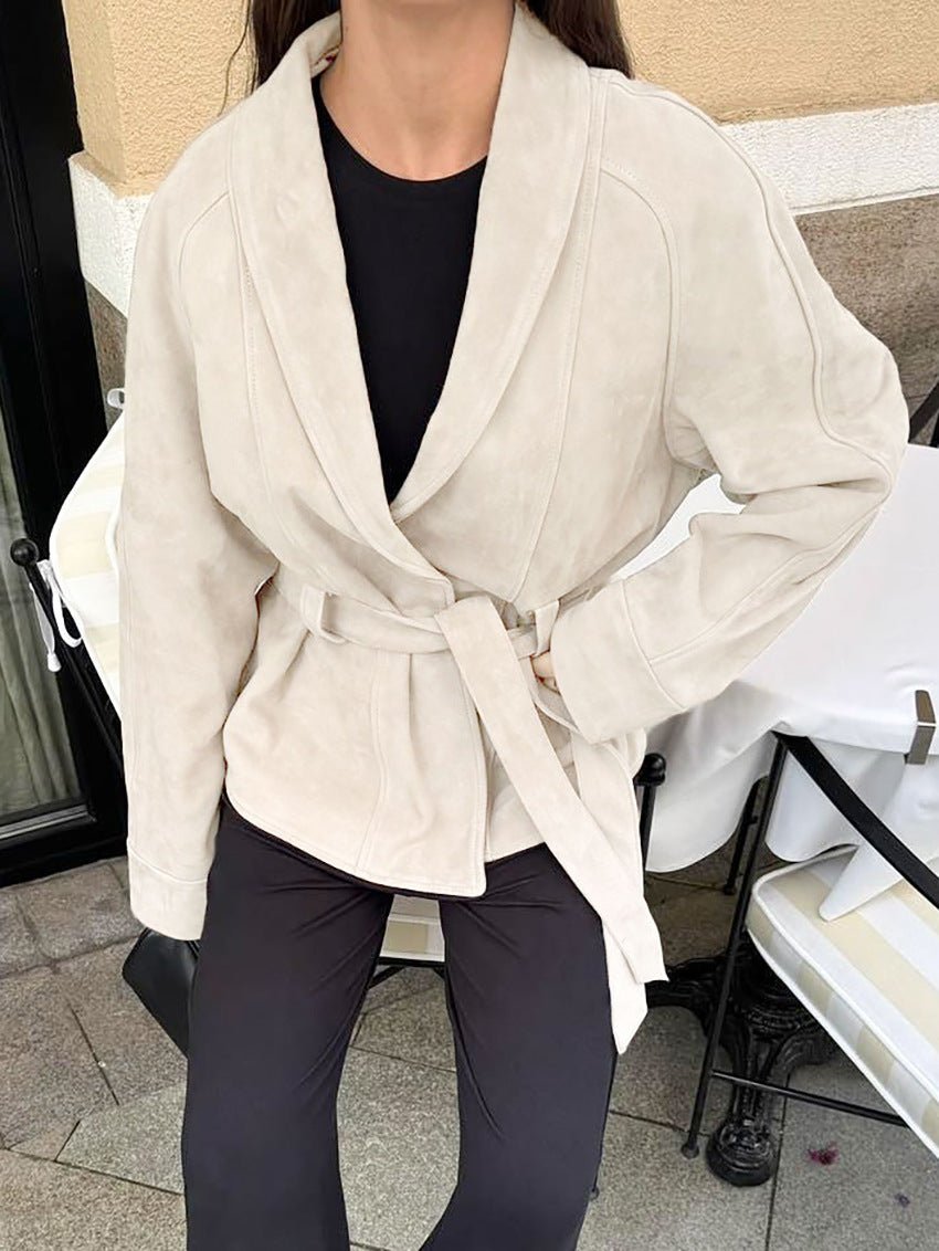 Annie trenchcoat i mocka med bälte