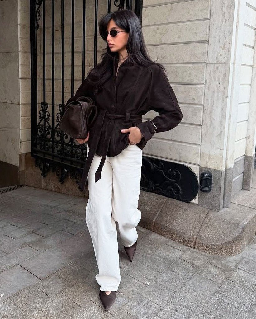 Annie trenchcoat i mocka med bälte