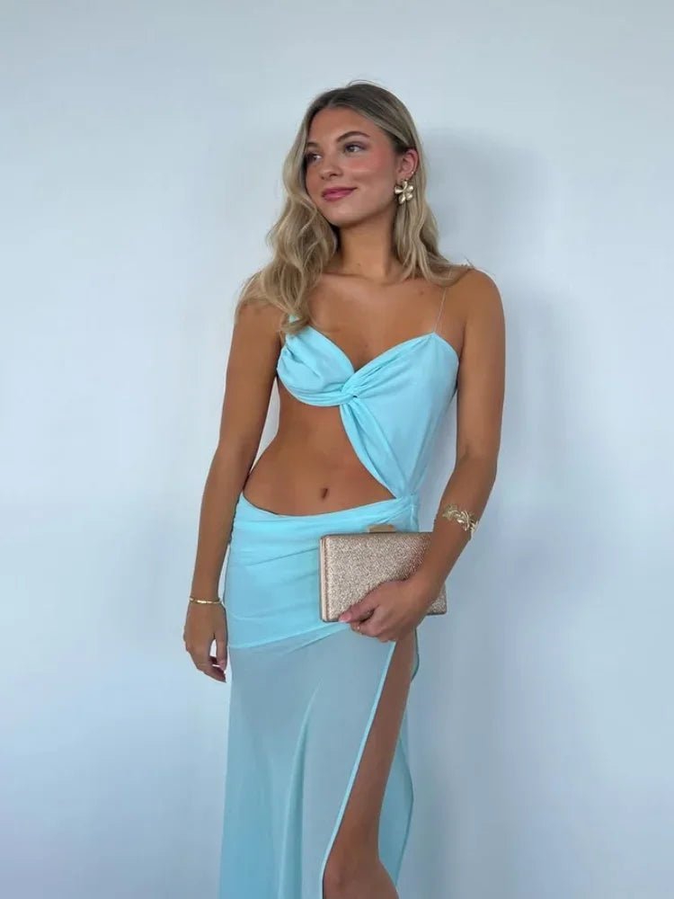 Isabelle mesh-maxiklänning med cutouts