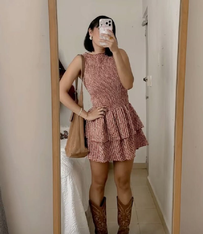 Linda Plaid Smocked Mini Dress