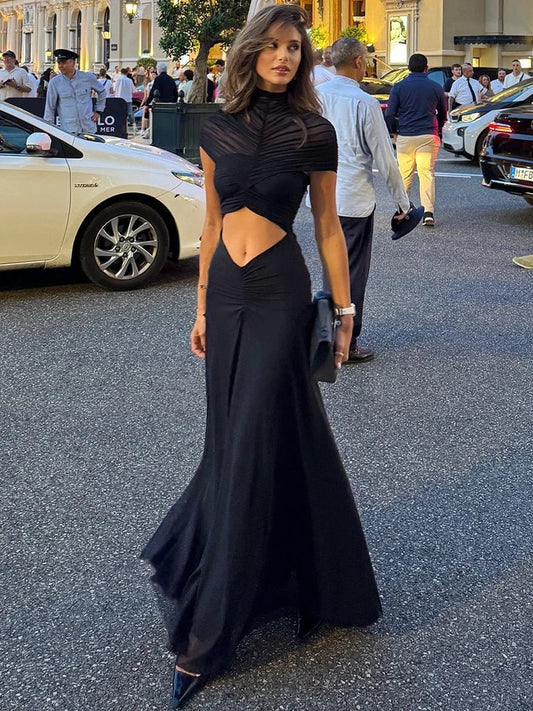Natasha rynkad bodycon maxiklänning