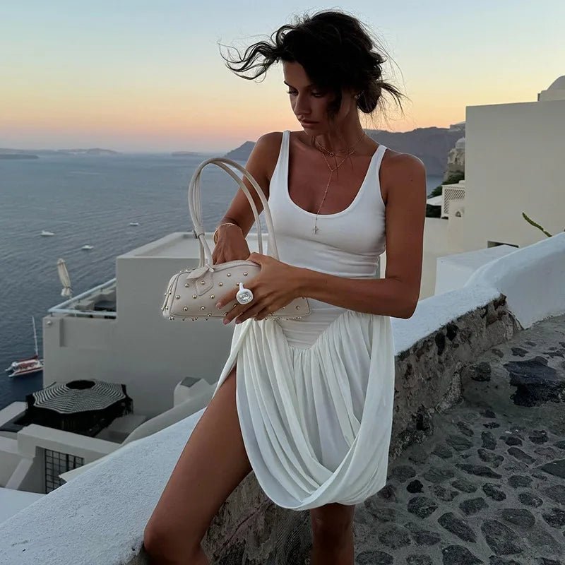 Sophia ärmlös draperad miniklänning