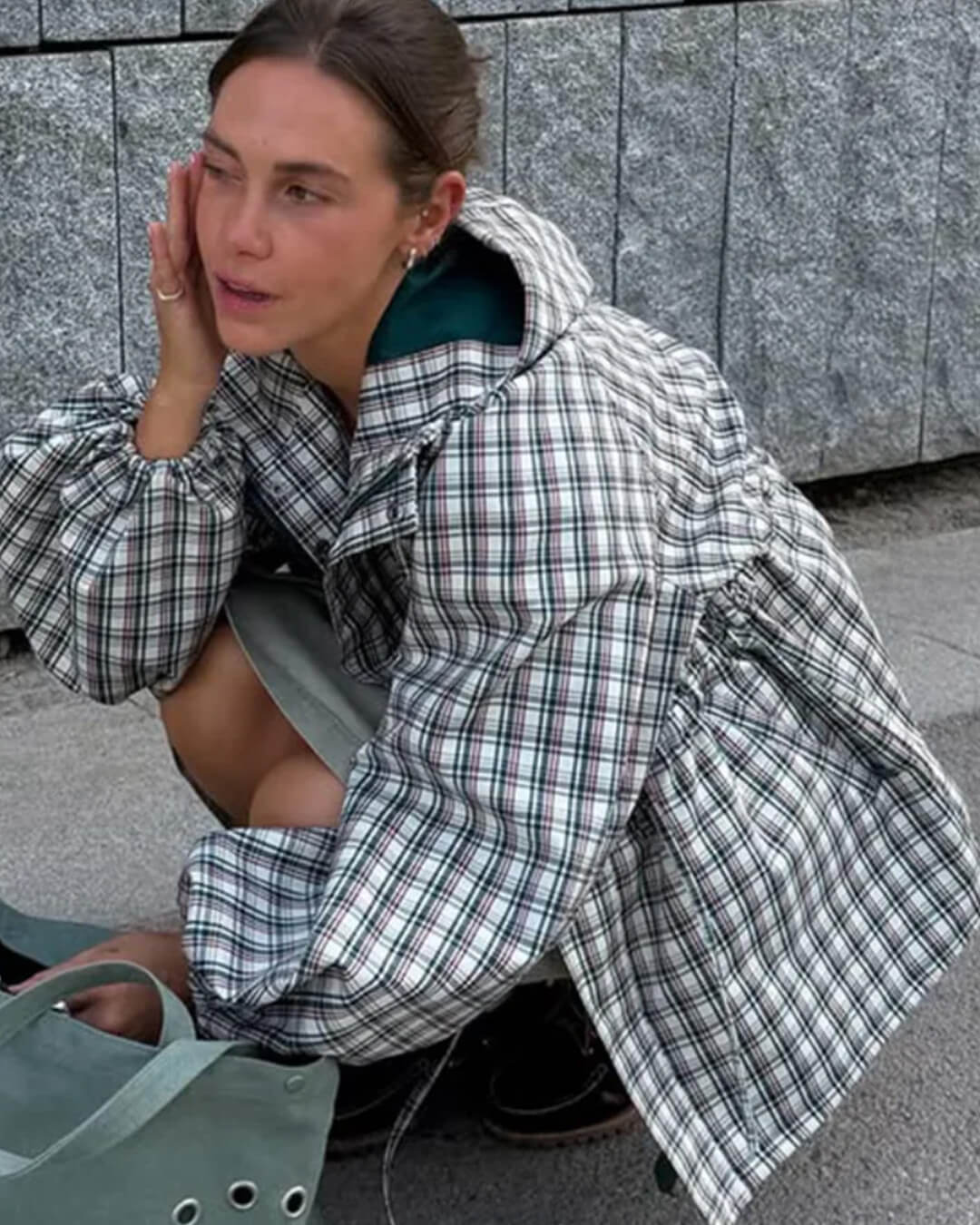 Gina Retro Plaid Hooded Jacket