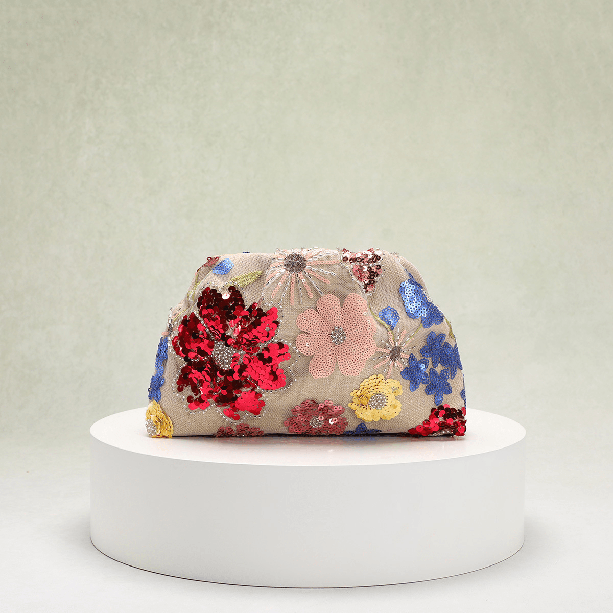 Violett paljettclutch