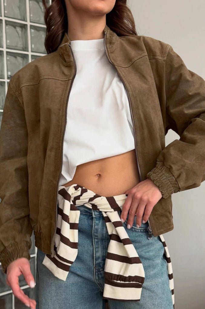 Olivia Vintage Khaki Suede Jacket