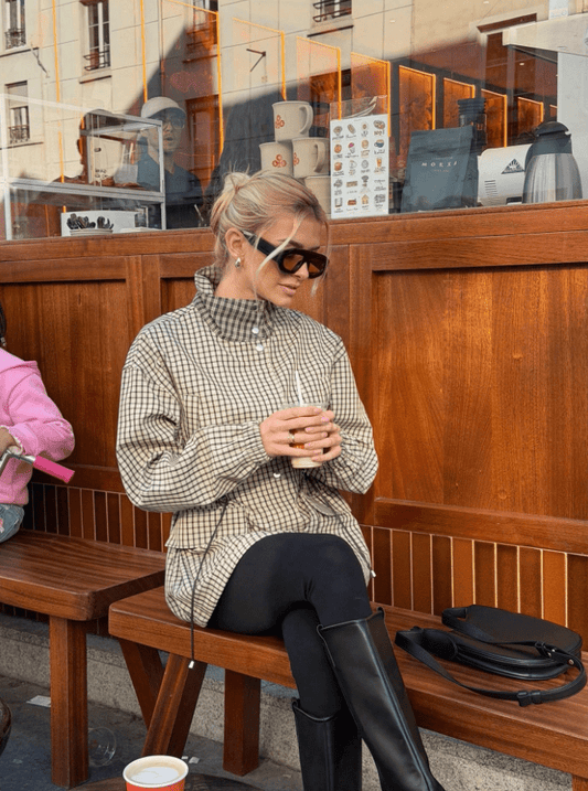 Sarah Vintage Rutig Midjeskuren Jacka