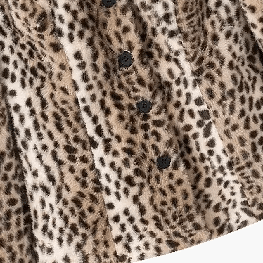 Katie Leopard jacka i fuskpäls, kort modell, leopardmönster