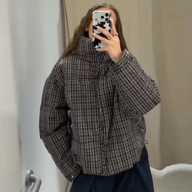 Valerie rutmönstrad pufferjacka
