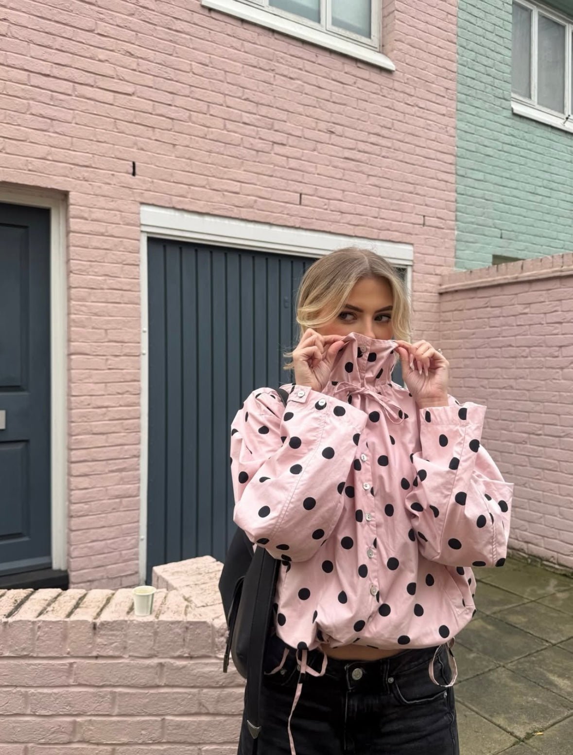 Linda Drawstring Polka Dot Jacket