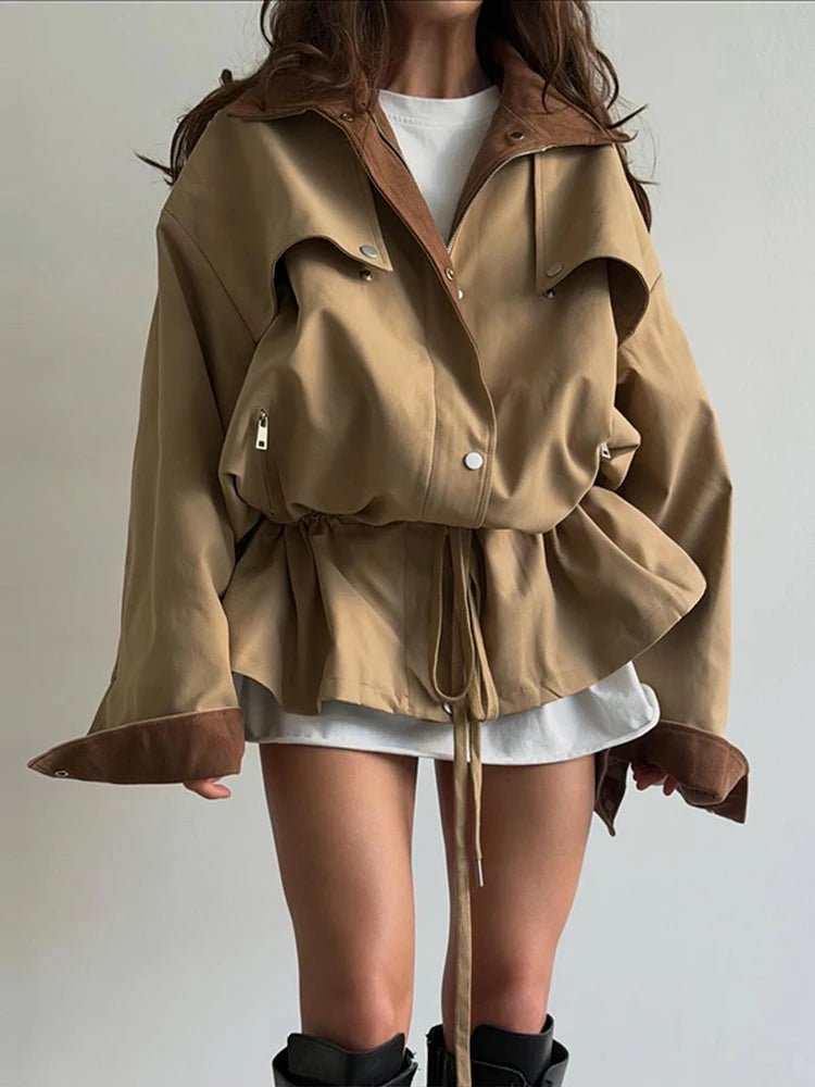 Miriam Contrast Collar Windbreaker Jacket