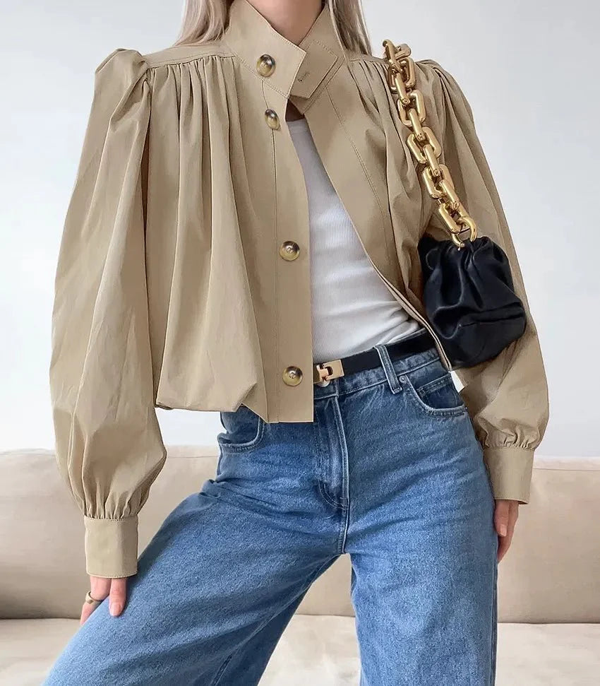 Margot Cropped Pleated Jacket
