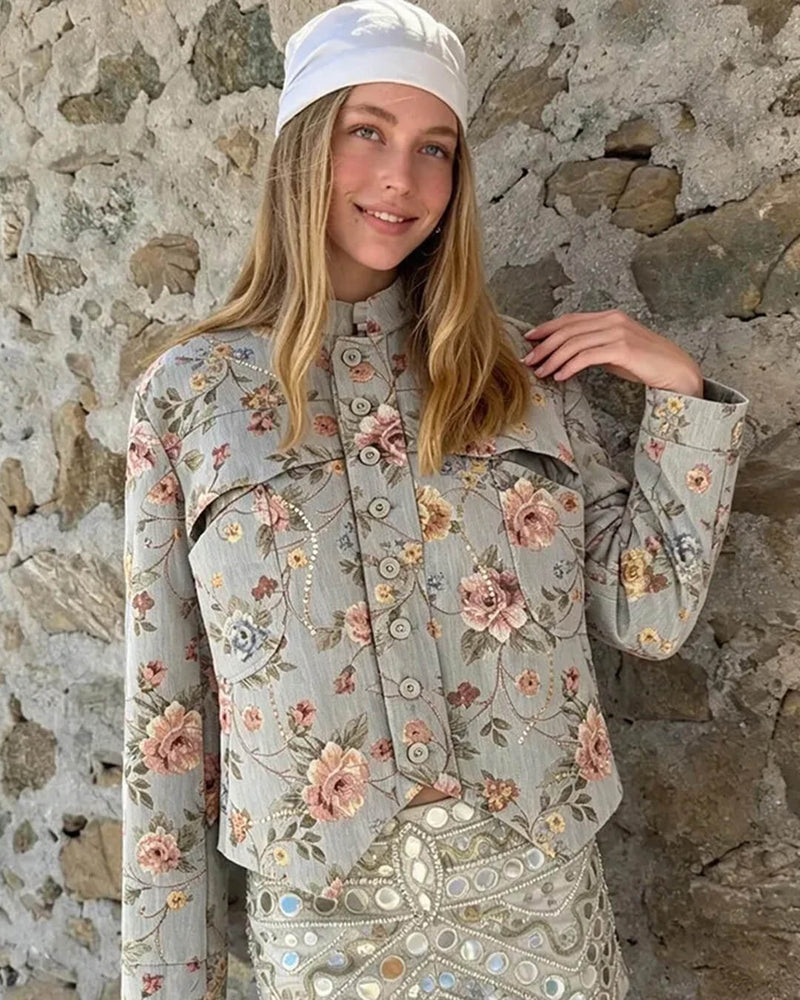 Anne Vintage Jacquard Kort Jacka