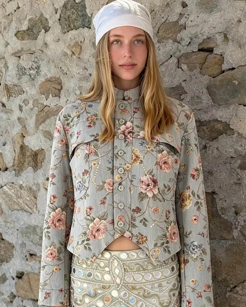 Anne Vintage Jacquard Kort Jacka