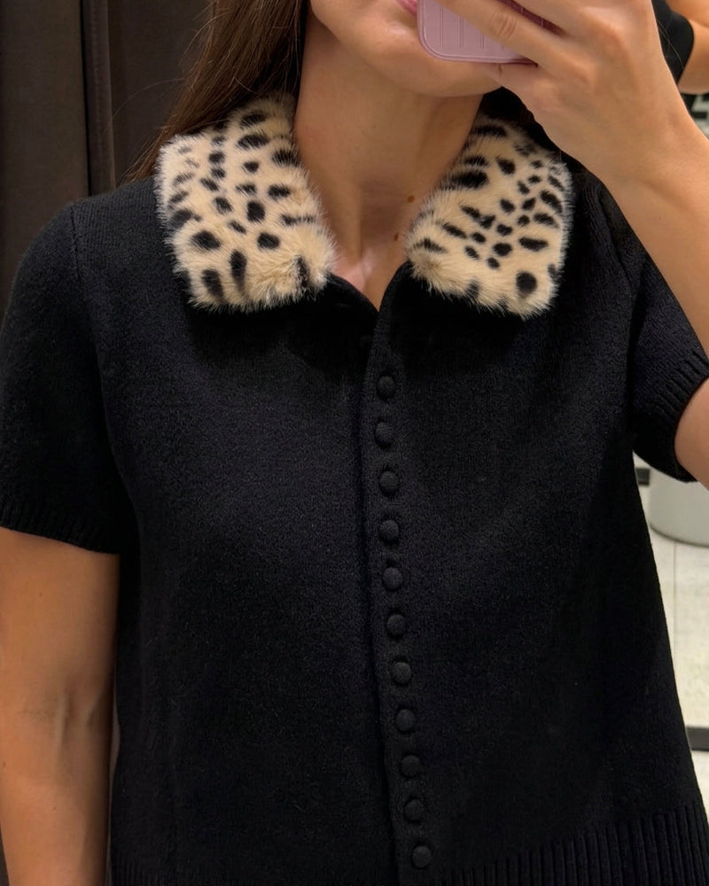 Ella Faux Fur Bambi Knit Cardigan Top