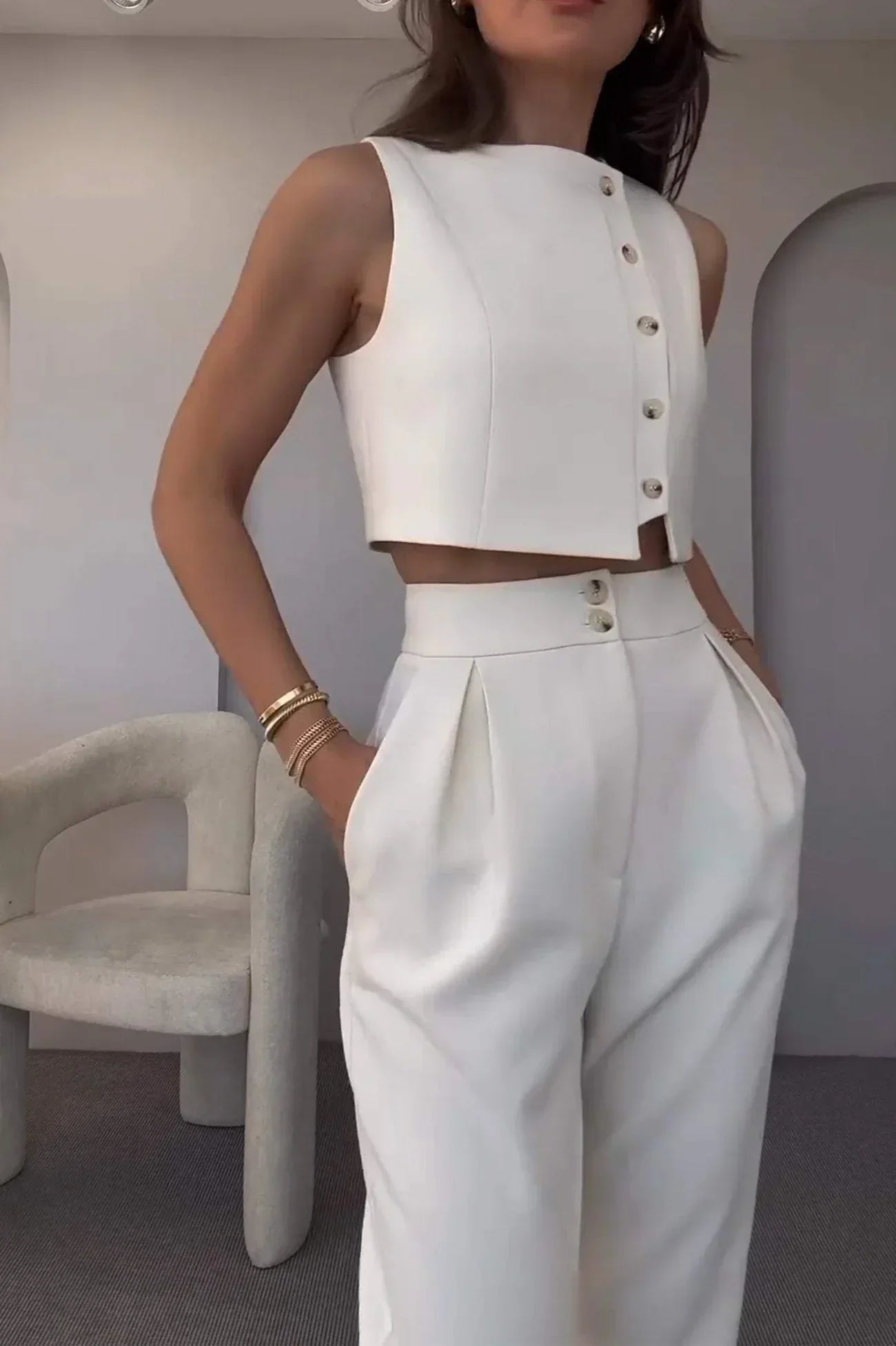 Hayley croppad topp tvådelat set