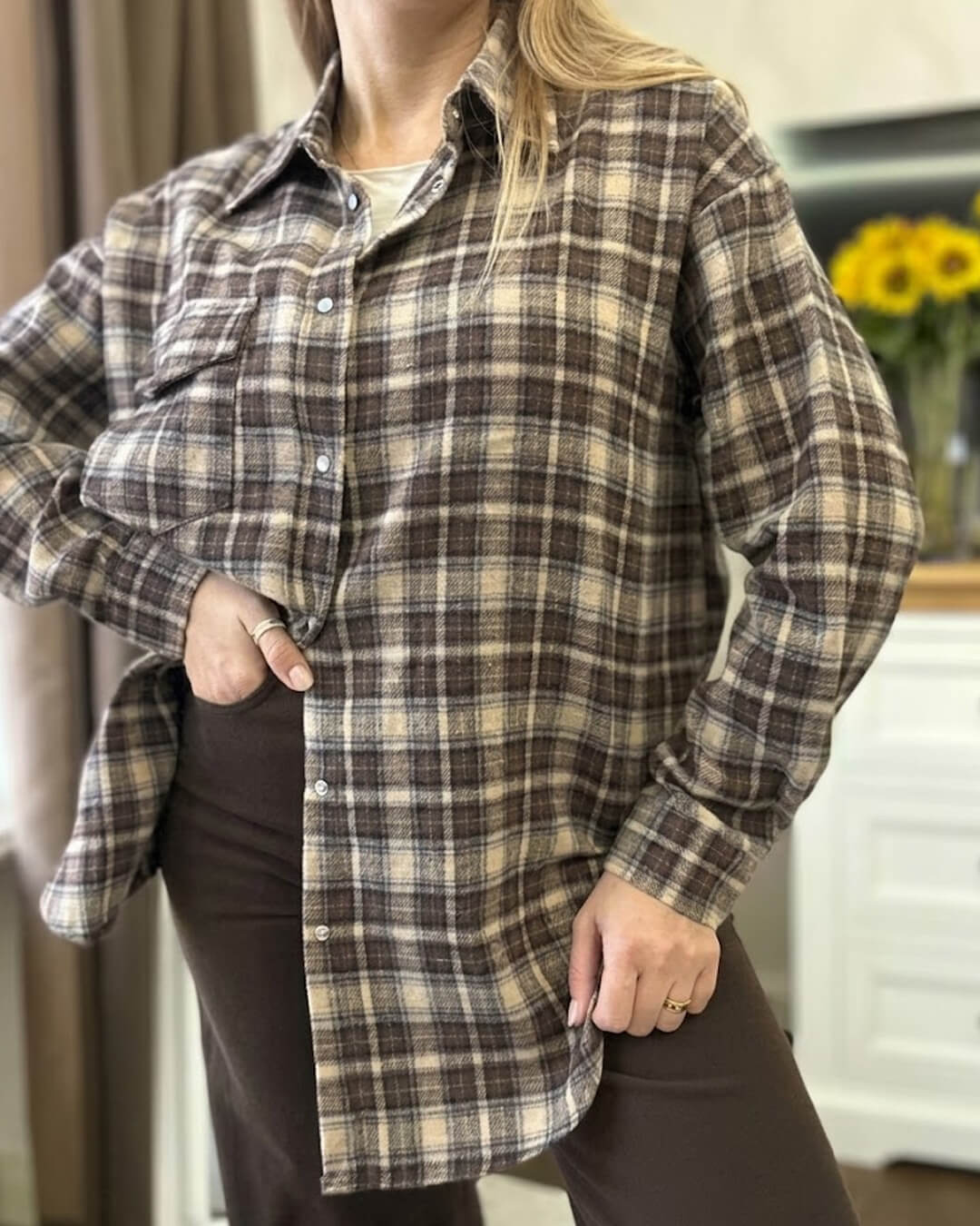 Kate Oversized Rutig Skjorta