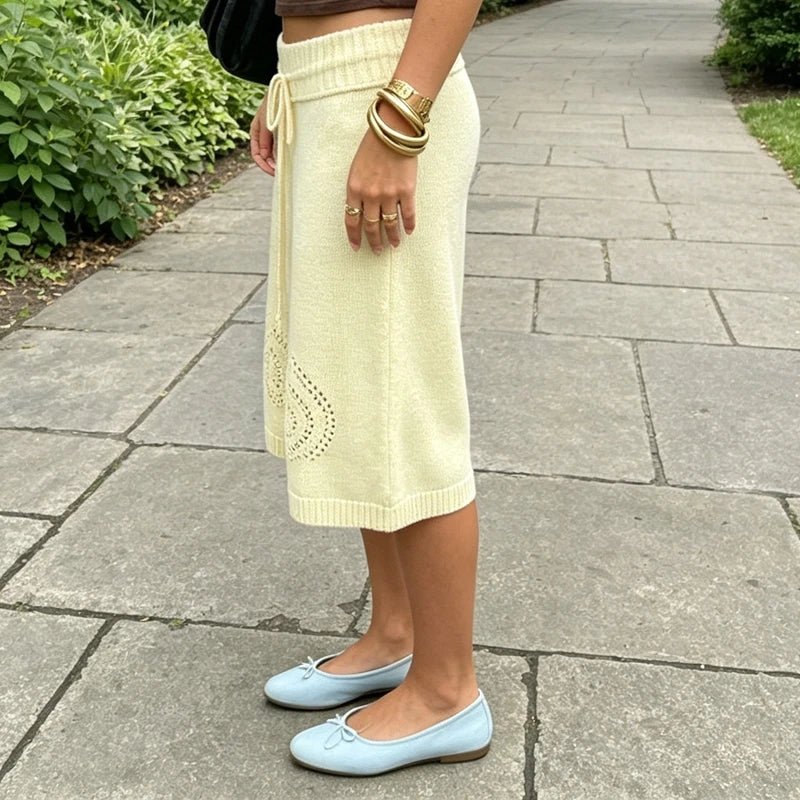 Evelyn stickade culotte-shorts med vida ben