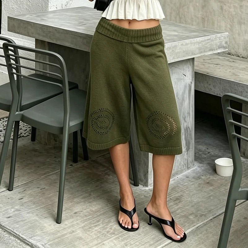 Evelyn stickade culotte-shorts med vida ben