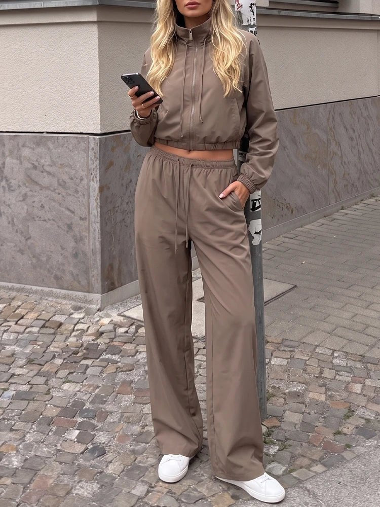 Angela skräddarsydd kavaj & byxset med vida ben