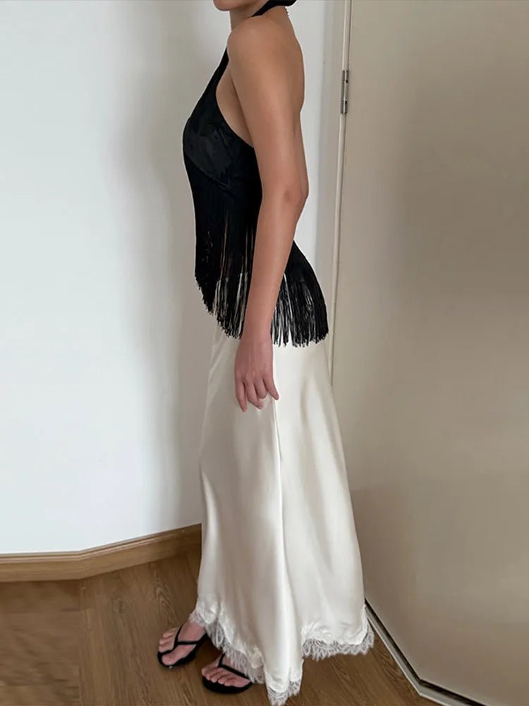 Gina Satinfransad Haltertop