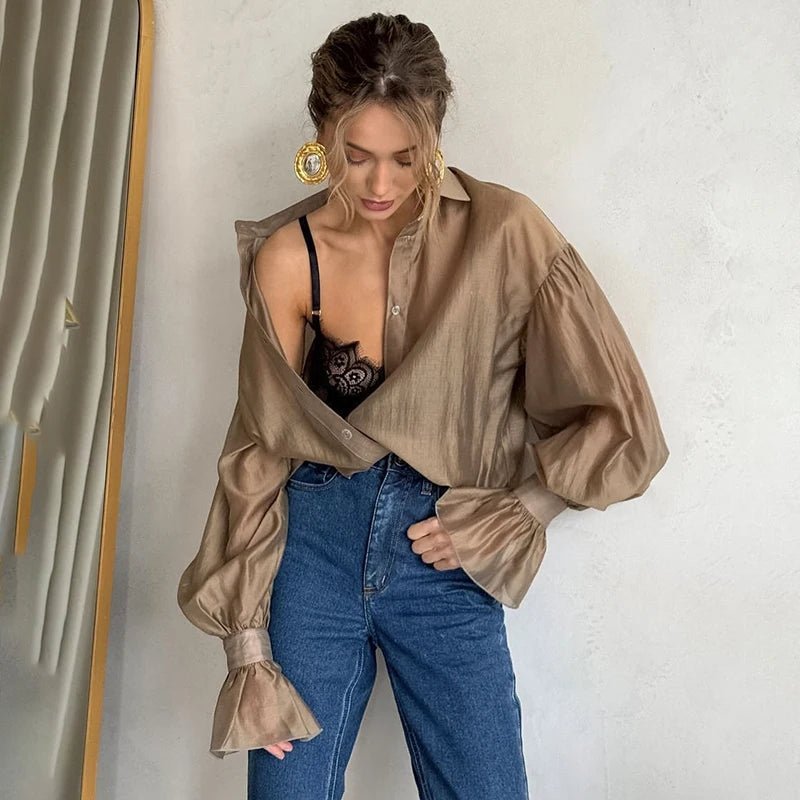 Vivienne långärmad transparent blus