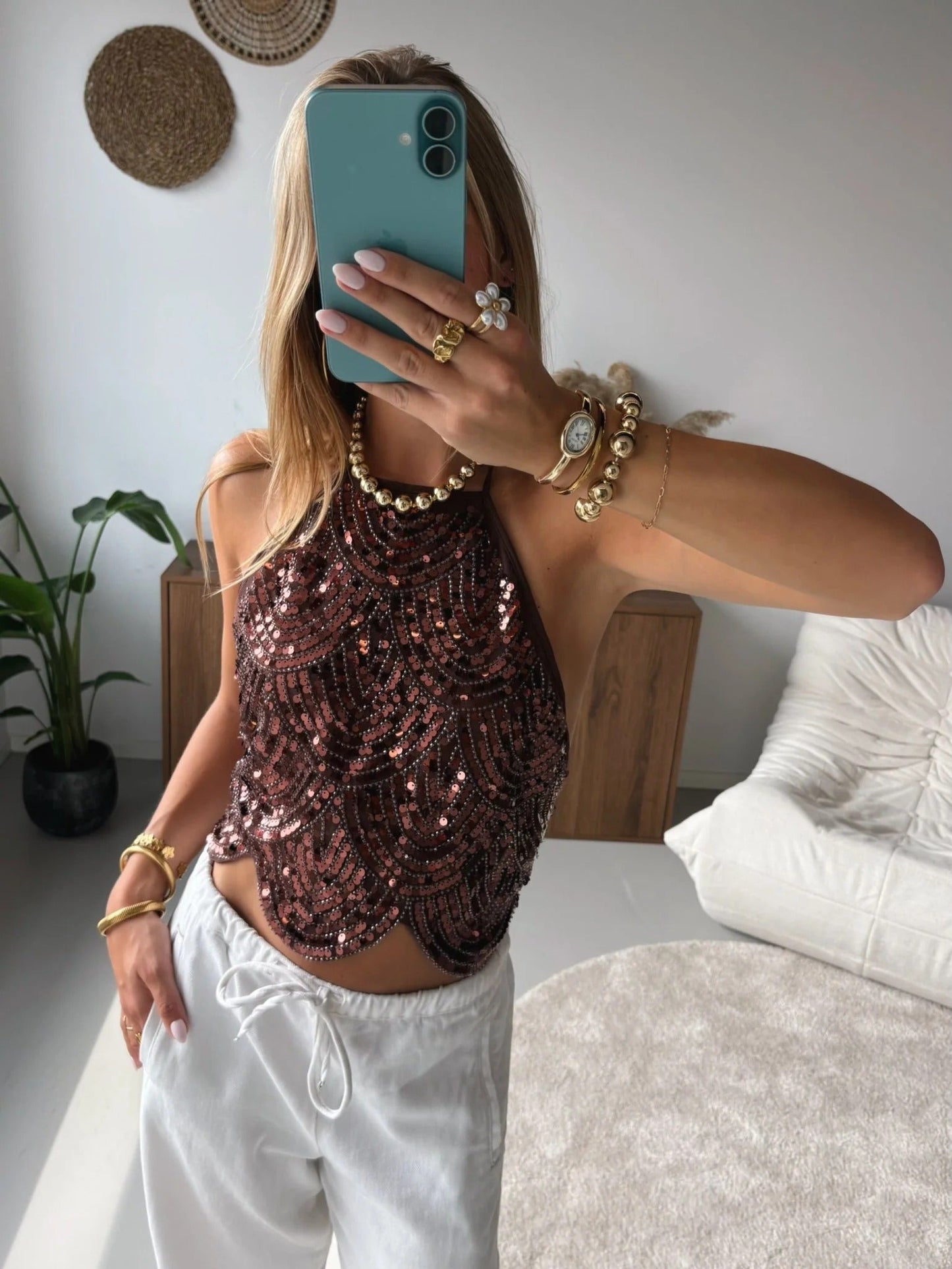 Valerie Sequin Halter Top