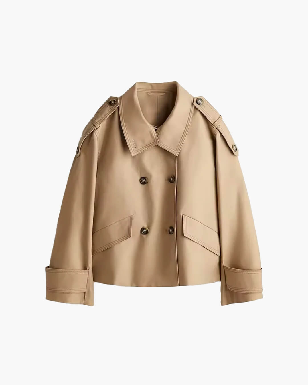 Brynn cropped trenchcoat med ståkrage