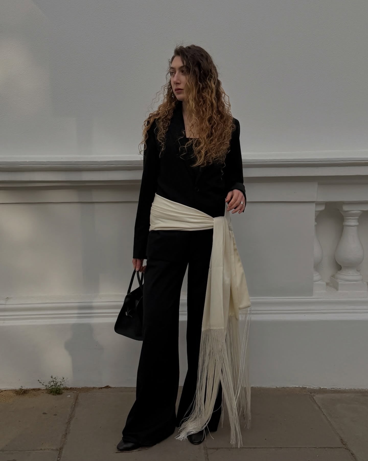 ZEYA - Amelie Fringe Tassel Satin Scarf Belt