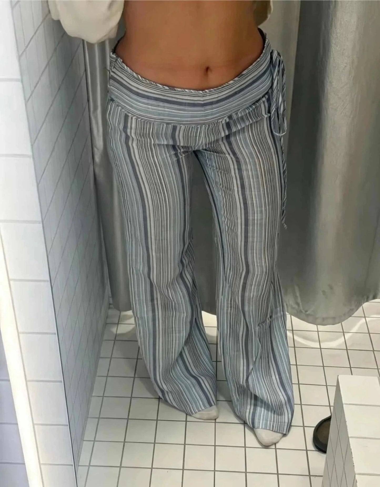 ZEYA - Angela Low-Rise Striped Trousers