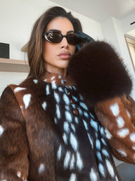 Anne Contrast Cuff Faux Fur Jacket