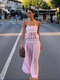 Annie Lace Chiffon Pant Set