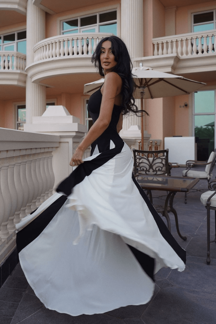 ZEYA - Ariane Contrasting Pleated Maxi Dress