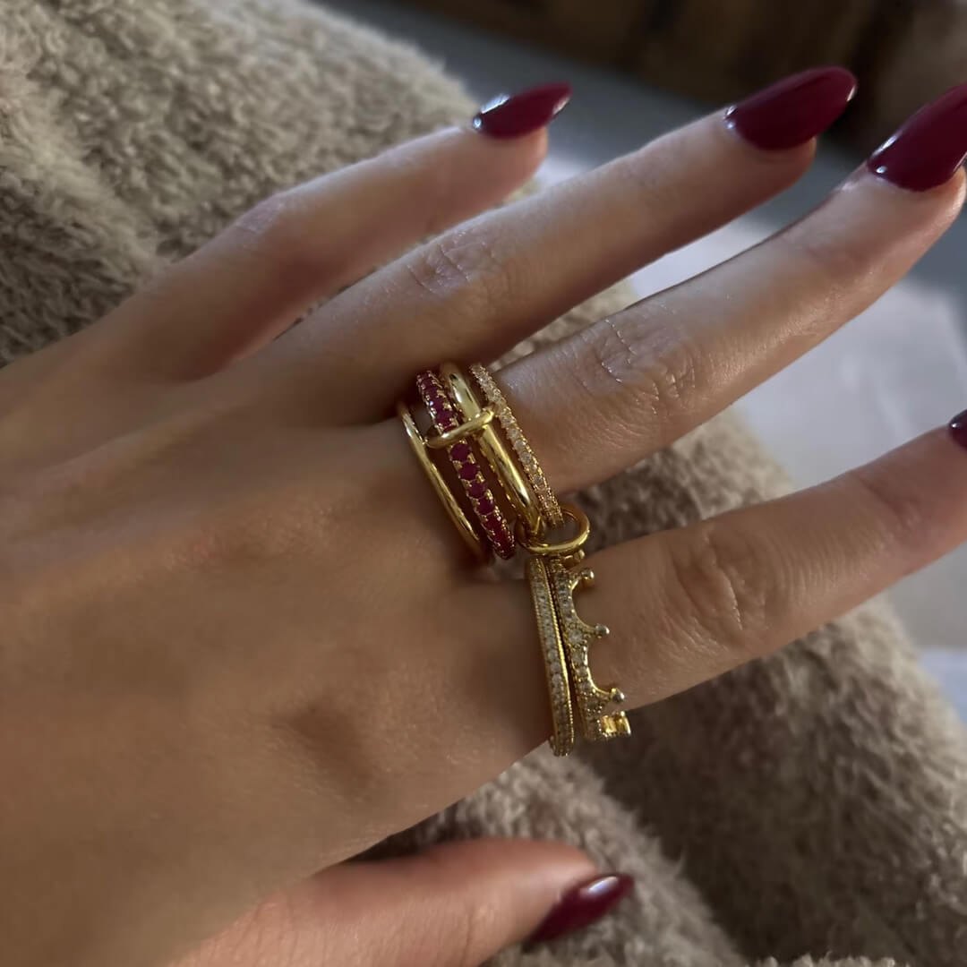 ZEYA - Astrid Fire Red Stacked Ring