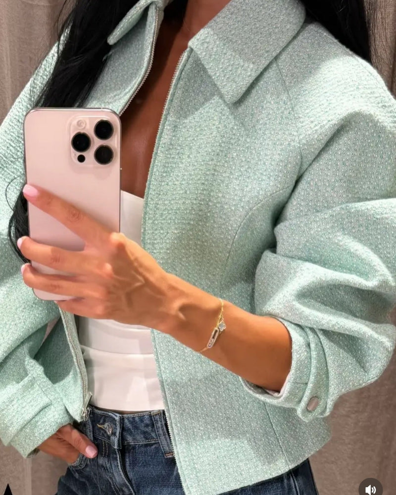 ZEYA - Audrey Tweed Cropped Zip Jacket