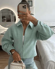 Audrey Tweed Cropped Zip Jacket