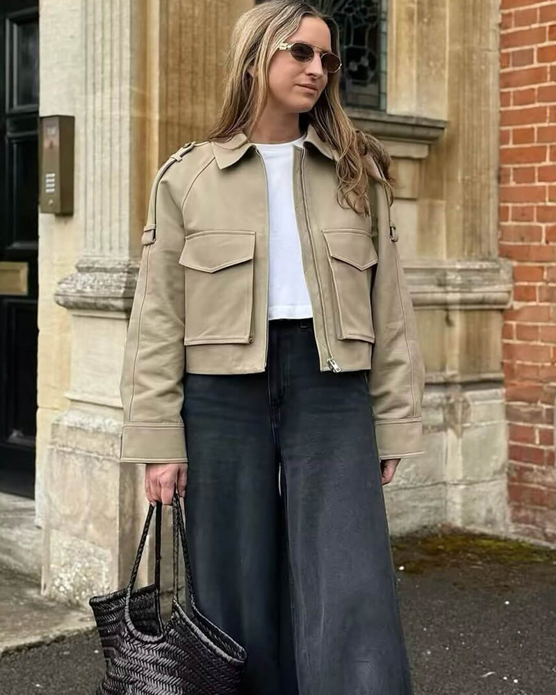 ZEYA Mia Short Pocket Jacket in Beige