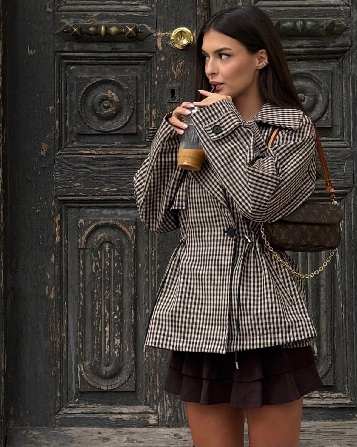 ZEYA - Billie Drawstring Gingham Short Trench