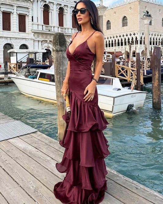 ZEYA - Blaire Ruffled Sling Evening Dress