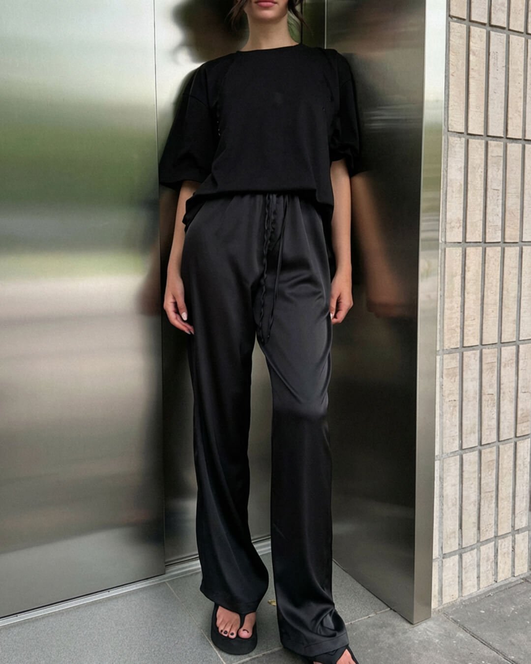 ZEYA - Carlene High Waist Satin Wide Leg Trousers