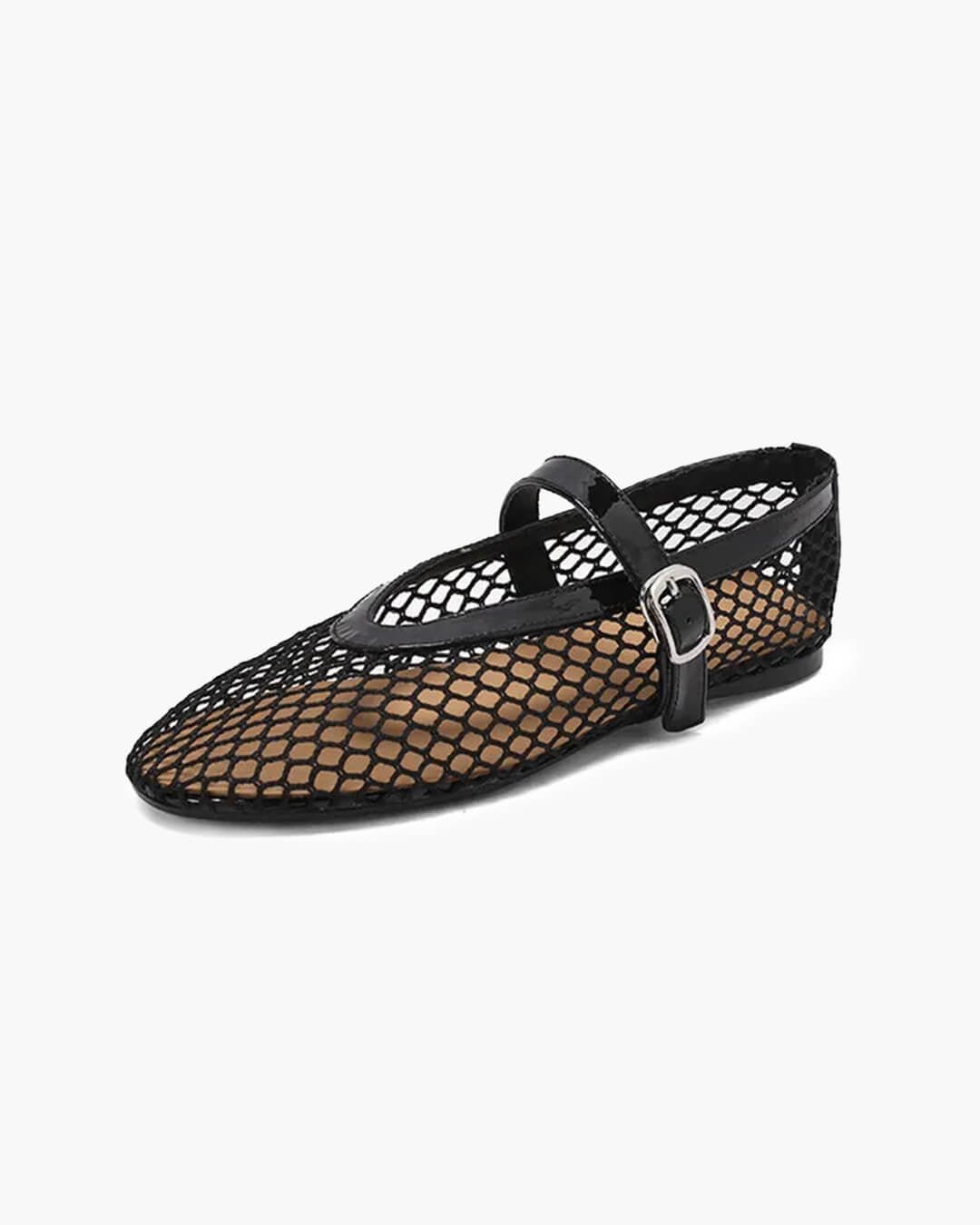 ZEYA - Celeste Buckled Mesh Ballet Flats
