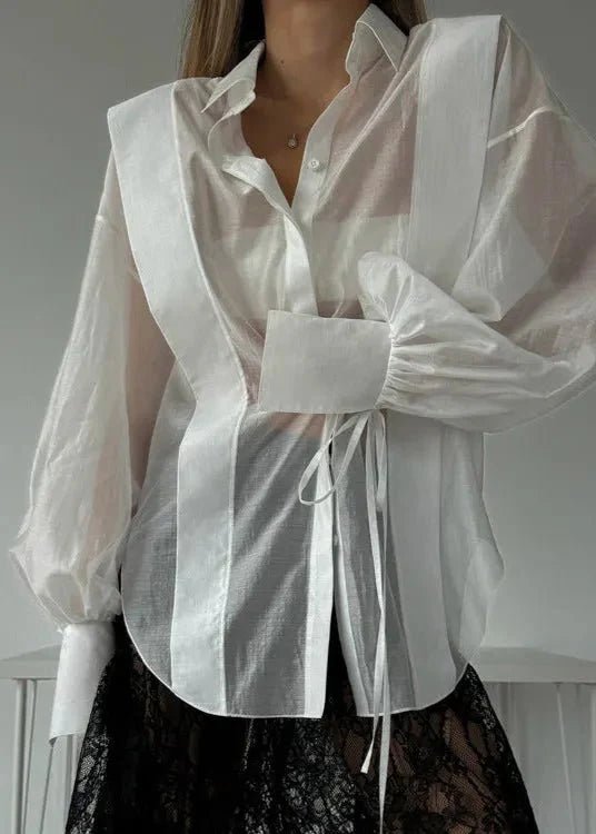 ZEYA - Celeste Oversized Ribbon - Tie Puff Sleeve Shirt