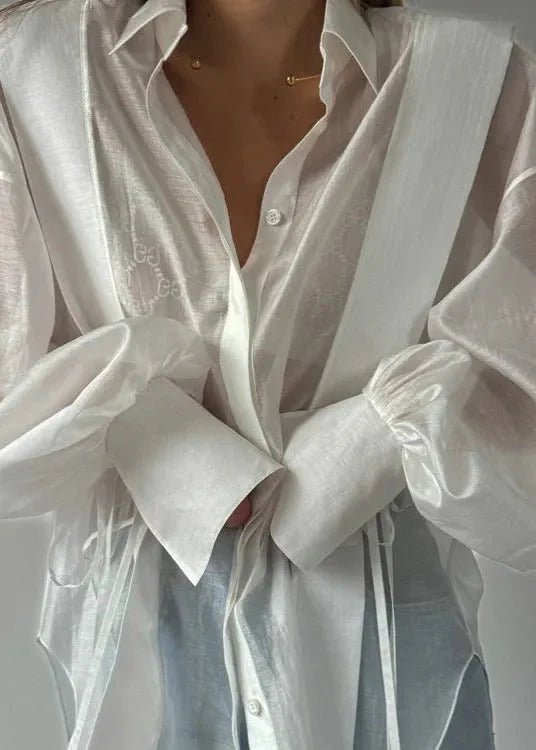 ZEYA - Celeste Oversized Ribbon - Tie Puff Sleeve Shirt