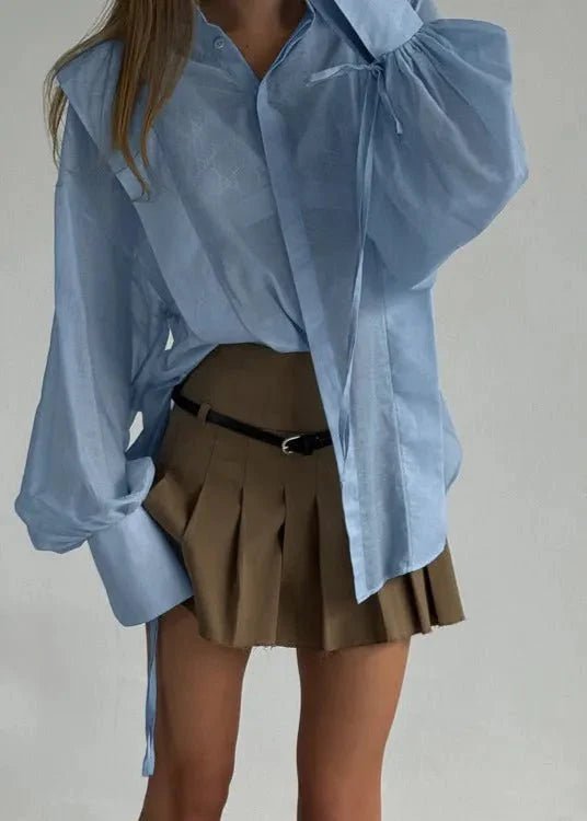 ZEYA - Celeste Oversized Ribbon - Tie Puff Sleeve Shirt