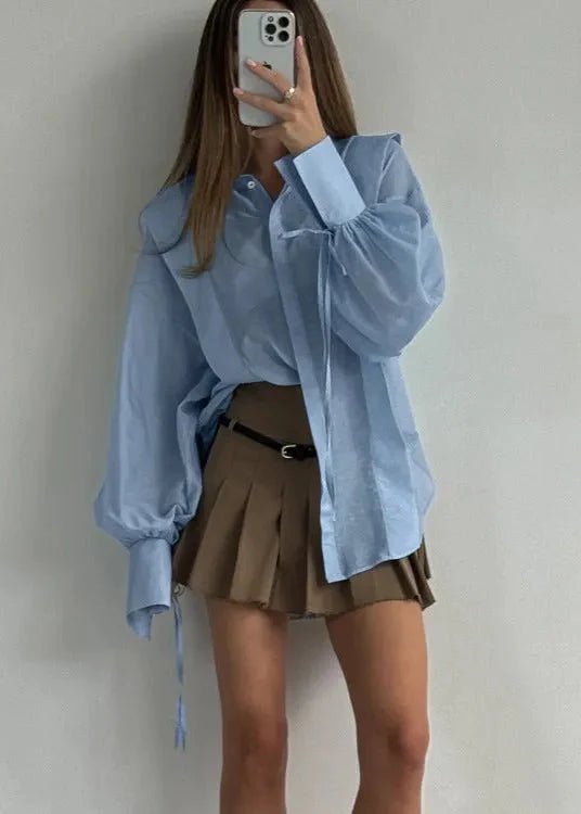 ZEYA - Celeste Oversized Ribbon - Tie Puff Sleeve Shirt