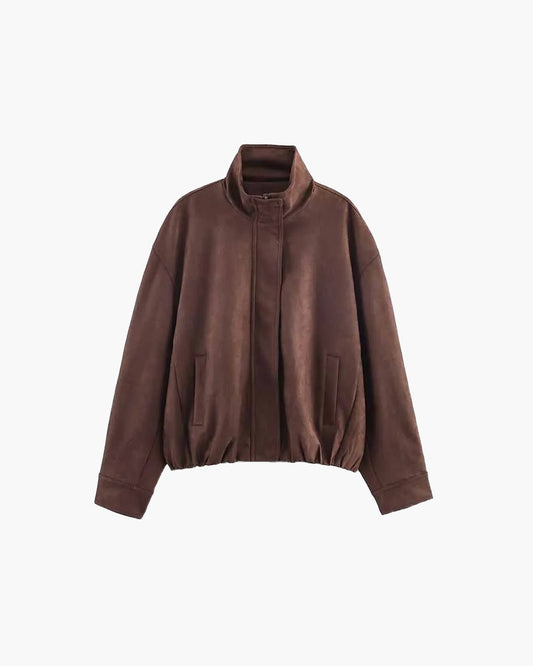 ZEYA - Celia Stand Collar Suede Jacket