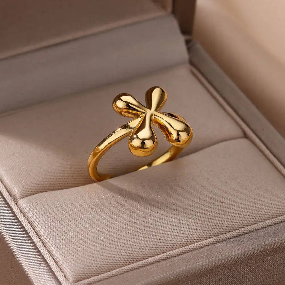 ZEYA - Cindella Gold Rings for Women - Adjustable Stainless Steel Bubble Letter Design