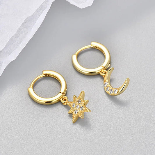 ZEYA - Clara Star Moon Hoop Piercing