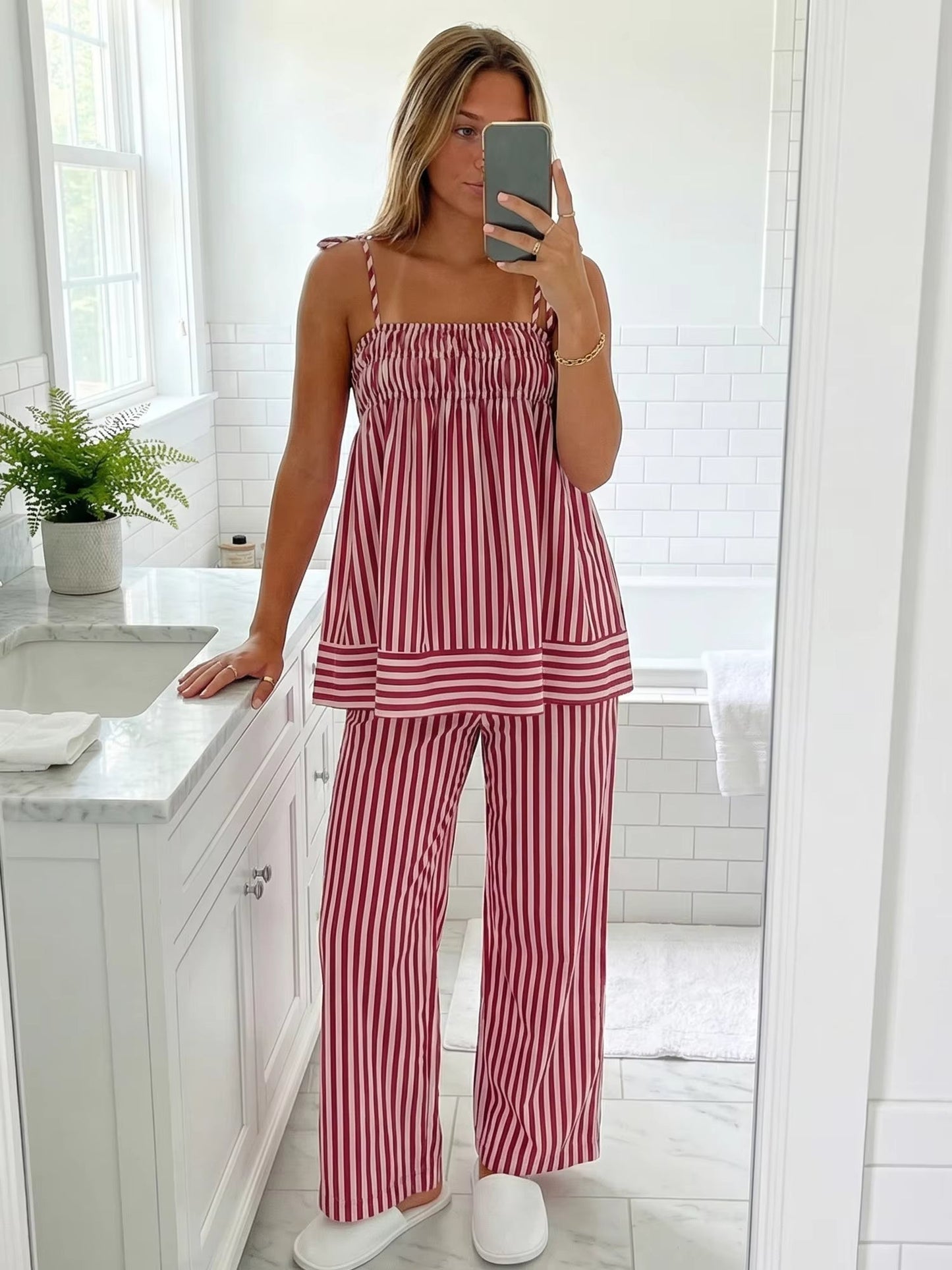 ZEYA - Claudia Striped Silk Pajama Set